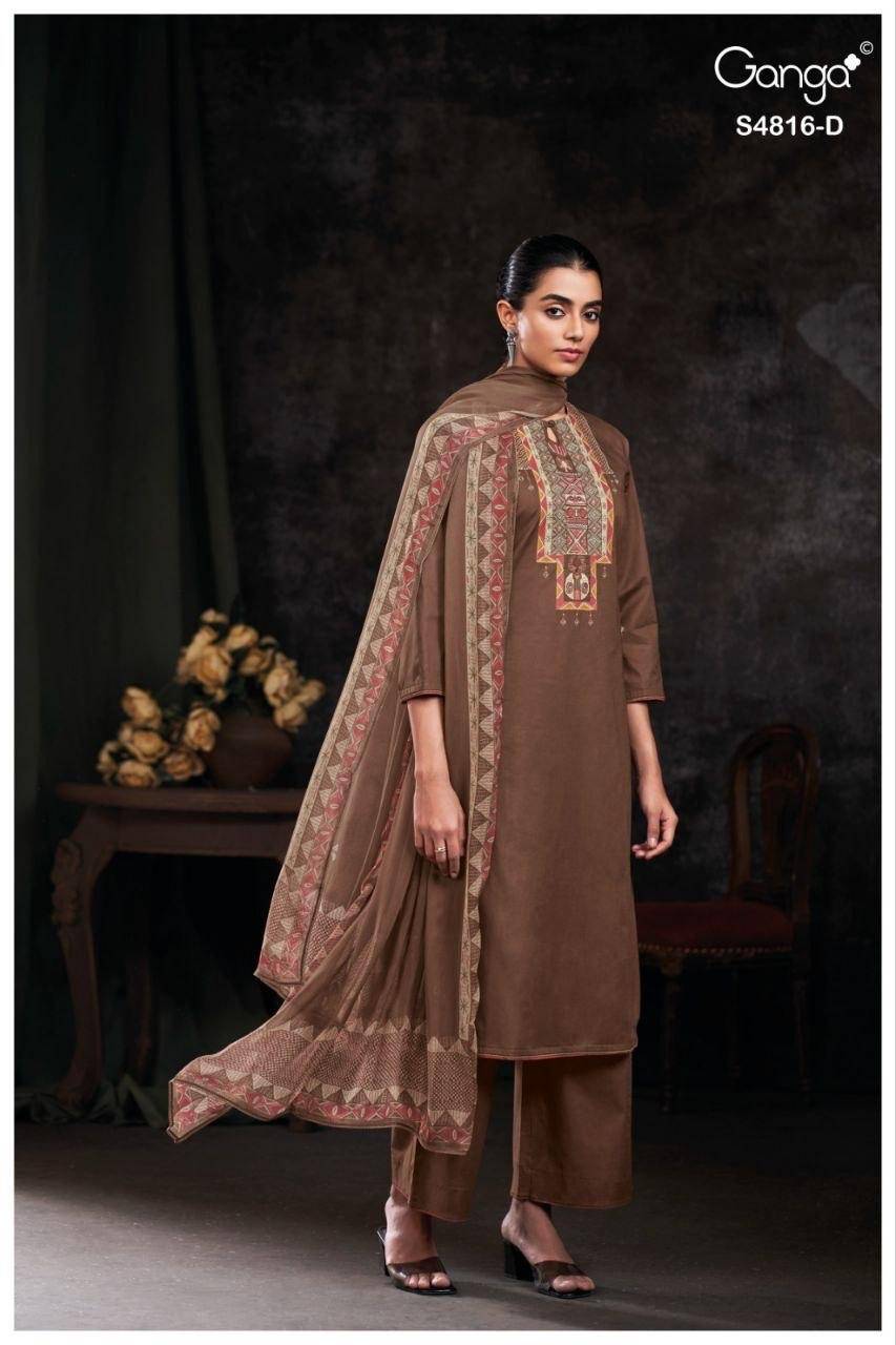 SYLVIA 4816 By GANGA 4816 A TO 4816 D Beautiful Festive Suits Stylish Colorful Fancy Casual Wear & Ethnic Wear PREMIUM COTTON Dresses At Wholesale Price